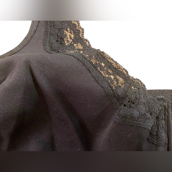 CATHERINES Bra 44DDD Solid Black Cotton Lace Trimmed Cups Never Worn NWT - Picture 3 of 12